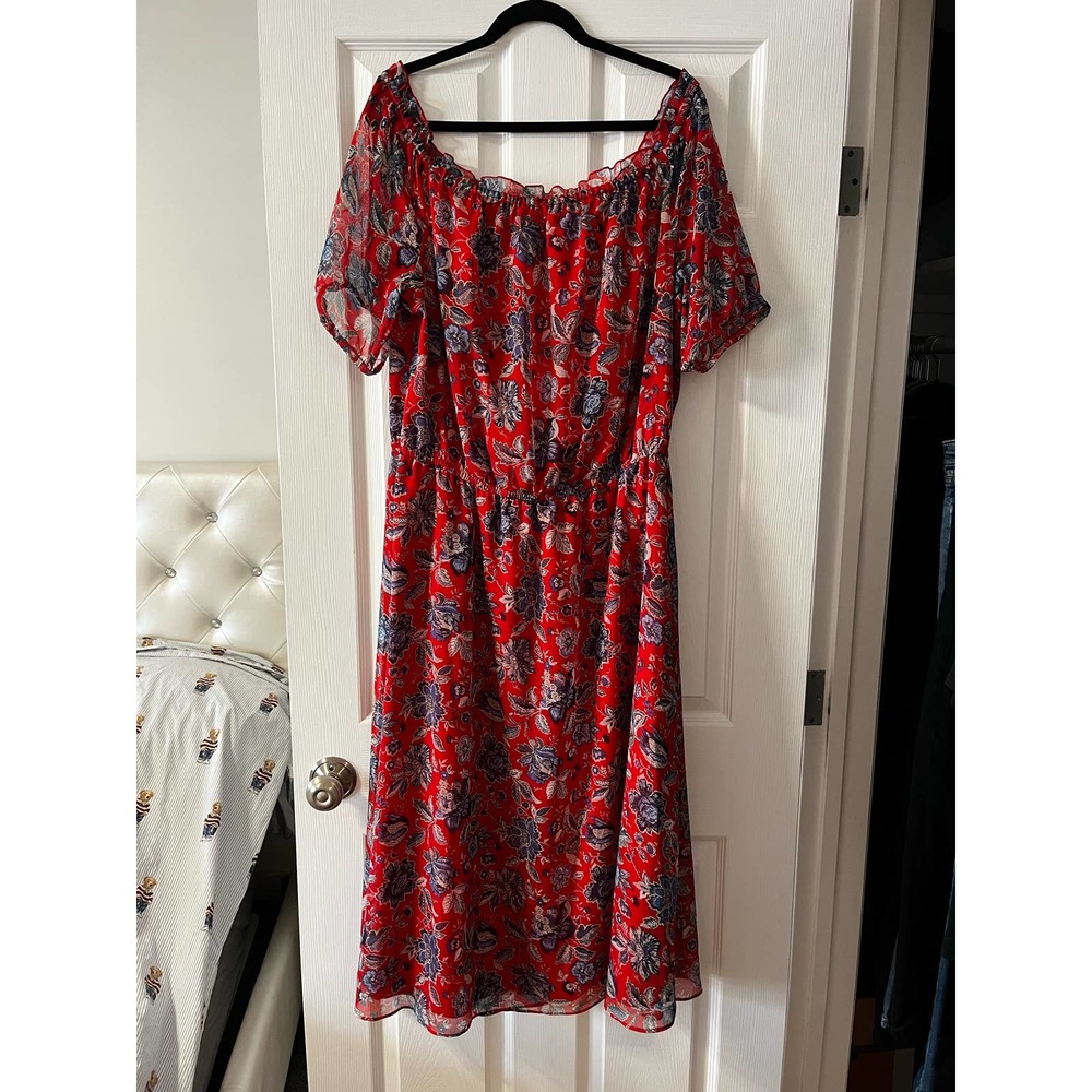 Ava & Aiden Red Floral off the shoulder dress size XL
